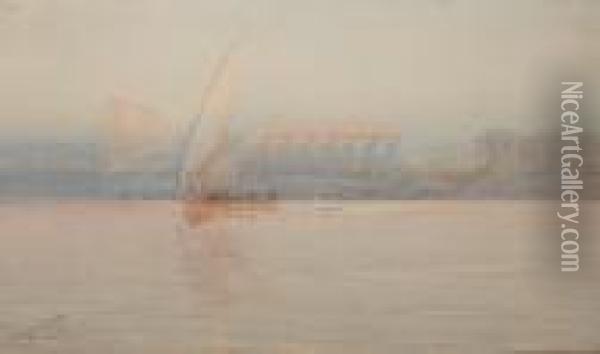 A View Of The Ruins Of Luxor From The Nile Oil Painting - Augustus Osborne Lamplough