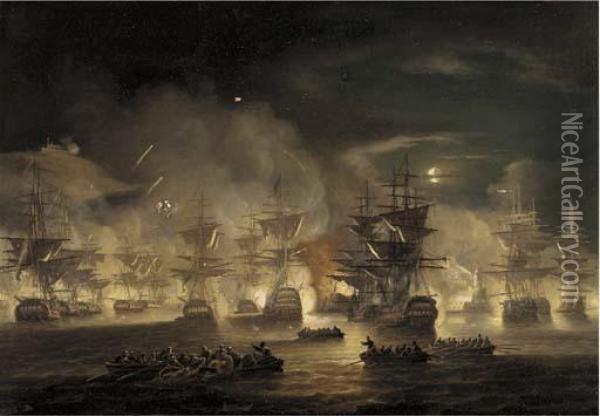 The Bombardment Of Algiers, 27 Oil Painting - Thomas Luny