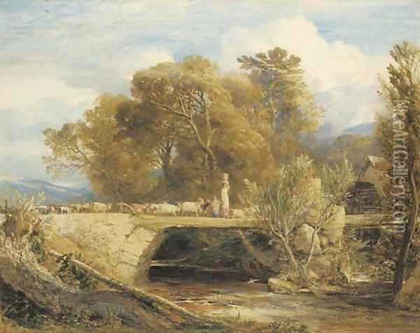 The broken bridge Oil Painting - Samuel Palmer