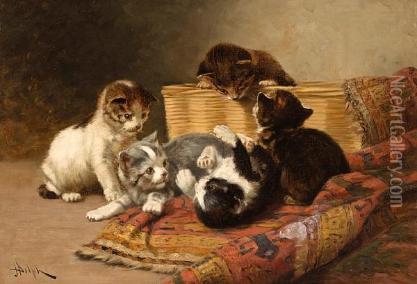 Playing Kittens Oil Painting - John Henry Dolph