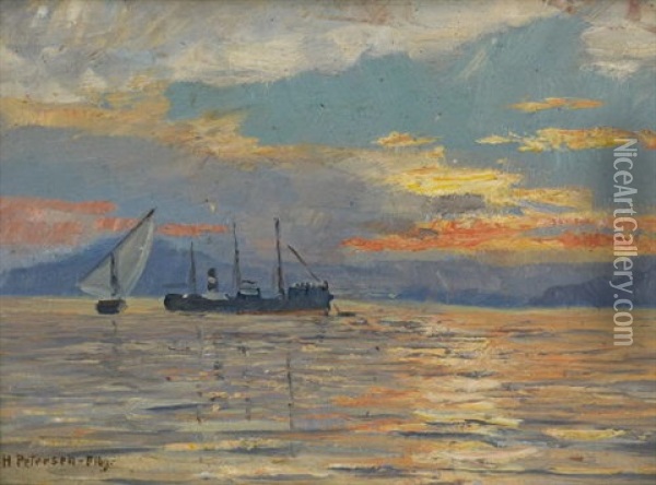 Norwegische Seelandschaft Oil Painting - Heinrich Petersen-Flensburg