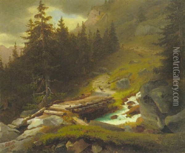 Almabtrieb Oil Painting - Karl Millner