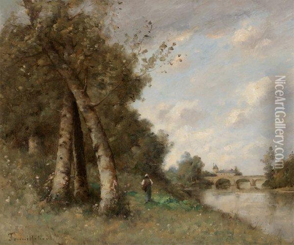 Le Pont Sur Le Cher Et La Soudre Aromorantin Oil Painting - Paul Trouillebert
