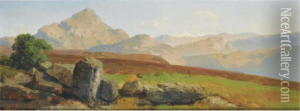 Mountain Landscape Oil Painting - August Albert Zimmermann