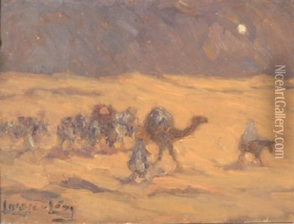 Caravane Au Clair De Lune Oil Painting -  Lazare-Levy
