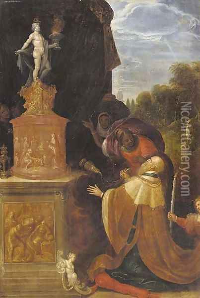 The idolatry of Solomon Oil Painting - Frans II Francken