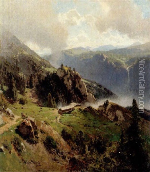 Hochgebirgslandschaft Oil Painting - Carl Julius E. Ludwig