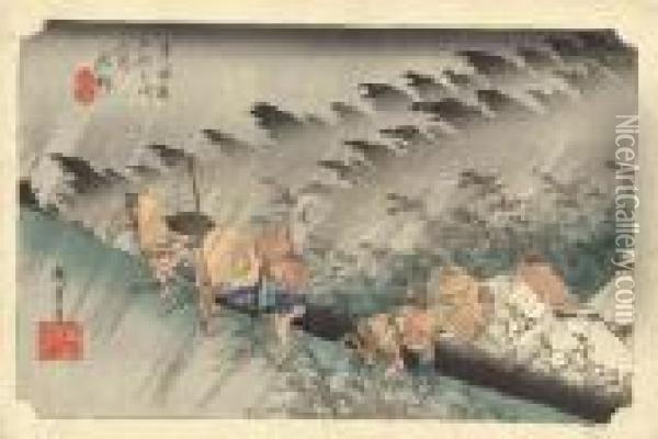 Shono Hakuu Oil Painting - Utagawa or Ando Hiroshige