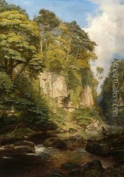 The Greta At Rokeby Oil Painting - James Trout Walton