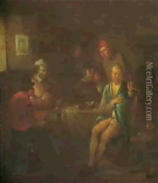 Scene De Cabaret, Les Cinq Sens Oil Painting - Egbert van Heemskerck the Elder