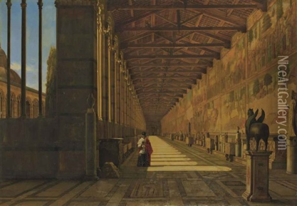 Le Camposanto A Pise Oil Painting - Adolphe Antoine Perrot