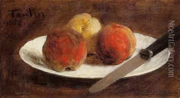 Plate of Peaches Oil Painting - Ignace Henri Jean Fantin-Latour