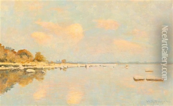 Pierres De Marin Avec Vue Sur Le Fond Du Lac. Apres-midi Oil Painting - William Roethlisberger
