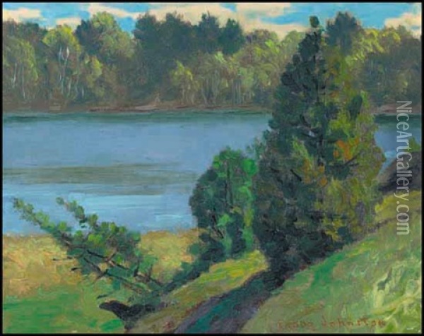Near Parry Sound, Rankin Lake Oil Painting - Francis Hans Johnston