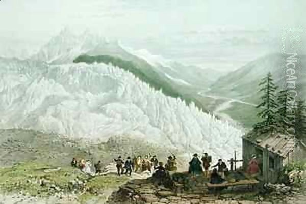 The Glacier and the Chamonix Valley Oil Painting - Felix Benoist