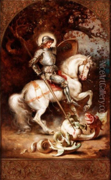 St George And The Dragon Oil Painting - Daniel Hock
