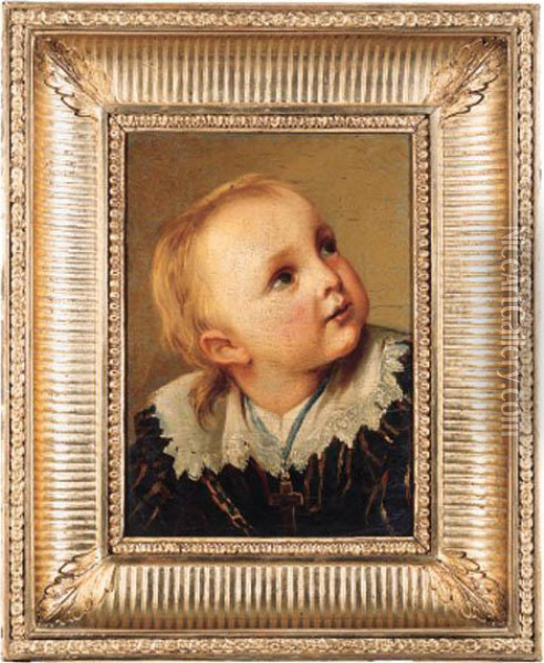 An Infant Oil Painting - Jean Baptiste Greuze