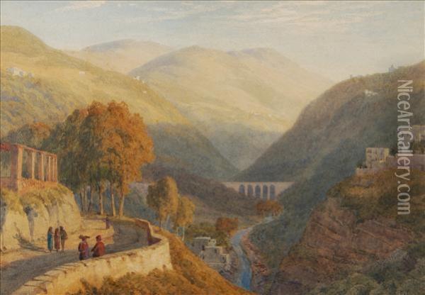 Italianate Valleylandscape Oil Painting - James Baker Pyne