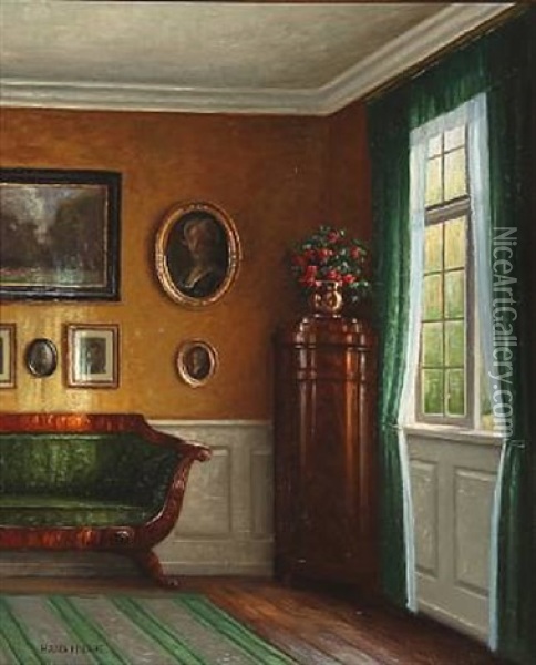 Interior Oil Painting - Hans Hilsoe