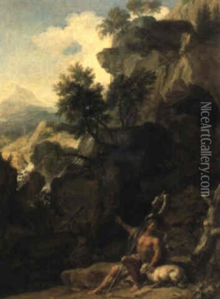 Johannes Der Taufer In Einer Felsigen Landschaft Oil Painting - Joachim Franz Beich