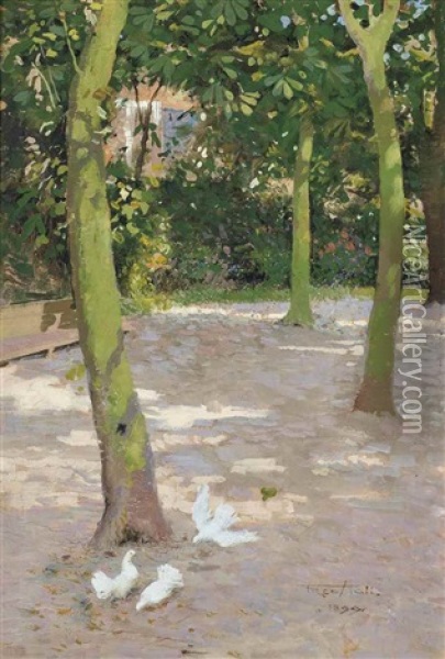 A Garden At Edam Oil Painting - Frederick Hall