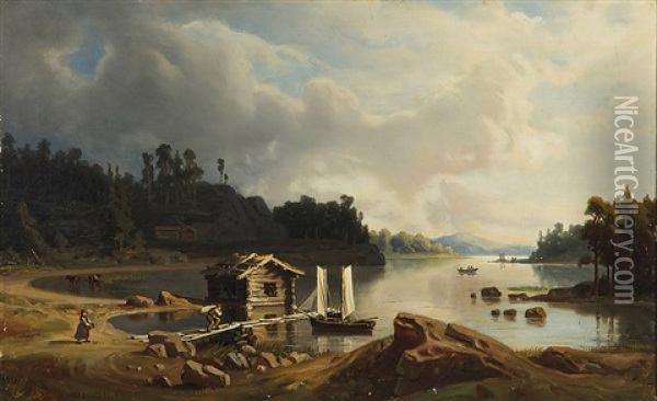 Pellinki Islet Oil Painting - Johan Knutson
