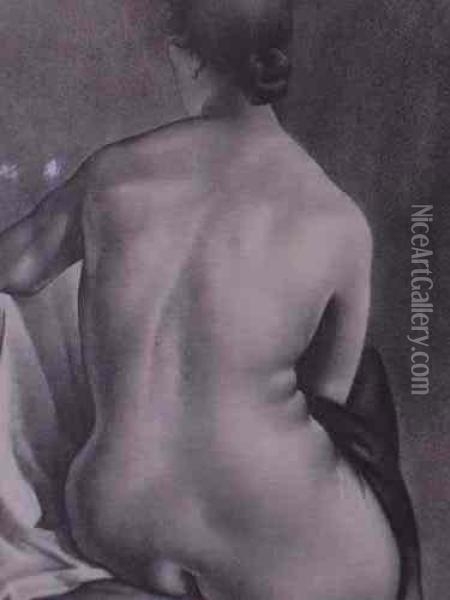 Seated Female Nude Oil Painting - Simkha Simkhovitch