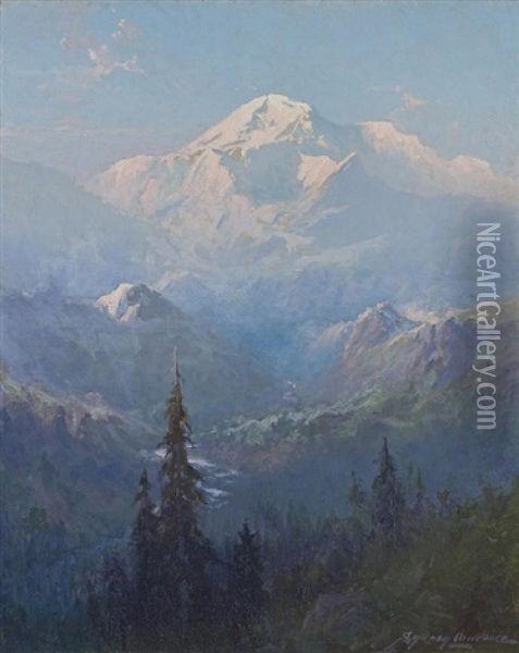 A Golden Afternoon, Mount Mckinley National Park, Alaska Oil Painting - Sydney Mortimer Laurence