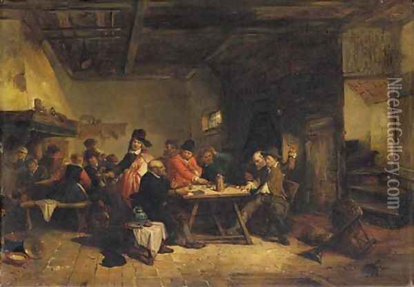 The gamblers Oil Painting - Herman Frederick Carel Ten Kate