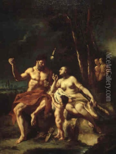 Hercules And Omphale Oil Painting - Gaspard Dughet