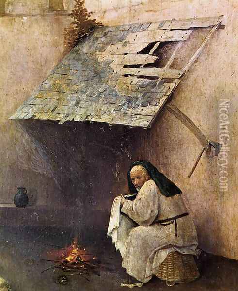 St Peter with the Donor (left wing) (detail) c. 1510 Oil Painting - Hieronymous Bosch