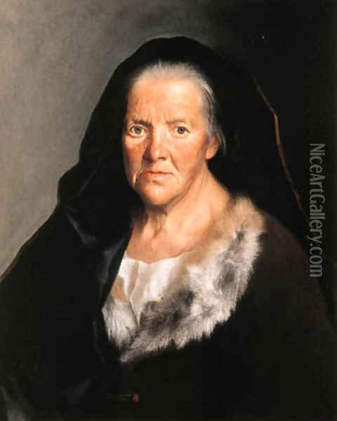 A study of an old woman Oil Painting - Christian Seybold