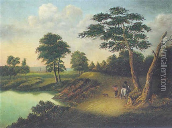 Travelers Beside A River Oil Painting - Edmund C. Coates