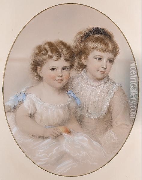 Portrait Of Edith And Marion, The Daughters Of Reverend D. B. Cameron Oil Painting - Alexander Blaikley