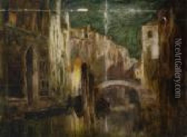Notturno Veneziano Oil Painting - Giuseppe Miti-Zanetti