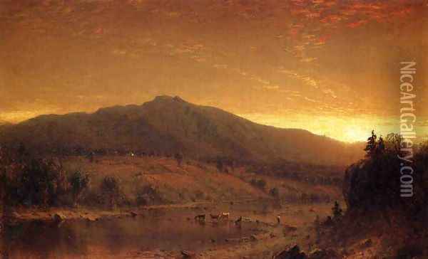 Sunset Oil Painting - Sanford Robinson Gifford