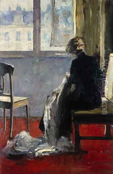 The Red Carpet, 1889 Oil Painting - Lesser Ury