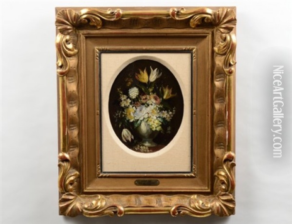 Flowers In A Vase Oil Painting - Maria van Oosterwyck