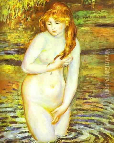 The Bather (After the Bath) Oil Painting - Pierre Auguste Renoir