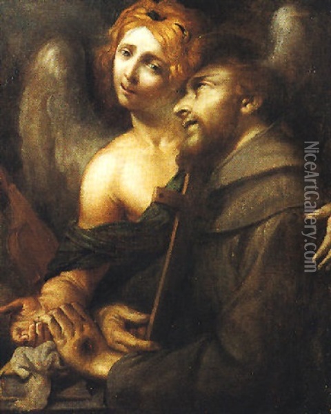 S. Francesco Confortato Dall'angelo Oil Painting - Carlo Francesco Nuvolone