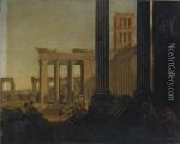 Capriccio Con Il Tempio Di Antonino E Faustina Oil Painting - Viviano Codazzi