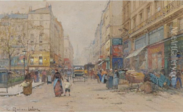 Property From A Distinguished Private Collection
 

 
 
 

 
 Market Place With A Blue Wagon Oil Painting - Eugene Galien-Laloue