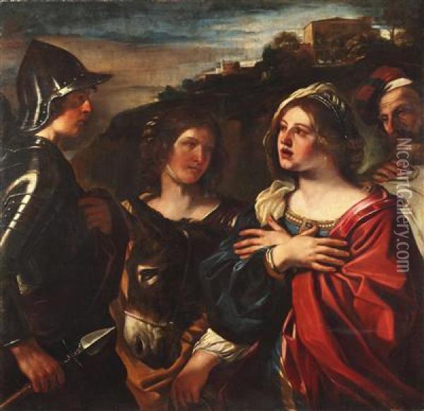Daviduna Abigail; Konig David Ubergibt Einen Brief An Uriah Oil Painting - Guercino