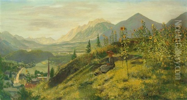 Tiroler Landschaft Im Unterinntal Oil Painting - Adolf Schlabitz