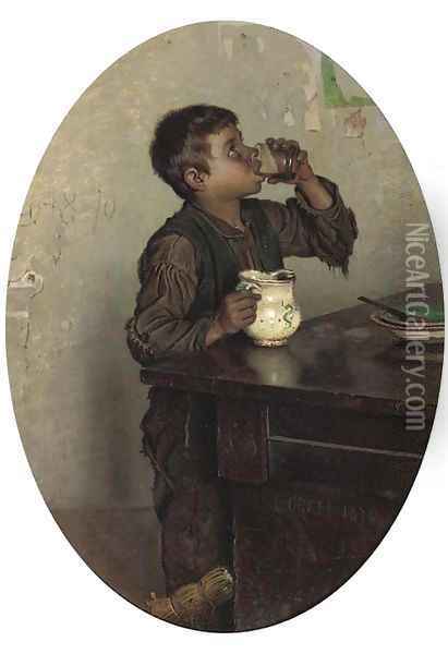 A cheeky drink Oil Painting - Orfeo Orfei