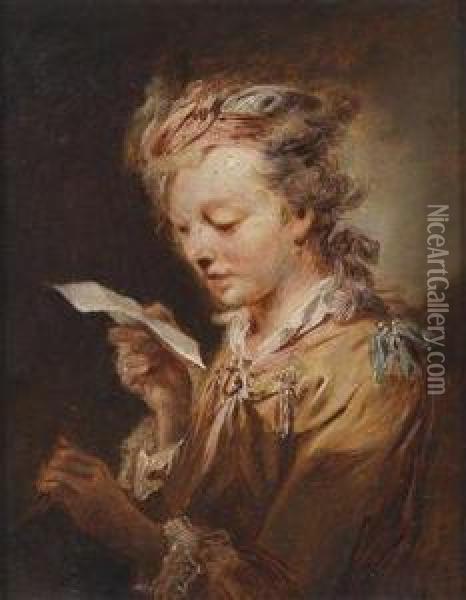 Portrait Of A Young Man Reading Oil Painting - Joseph Conrad Seekatz