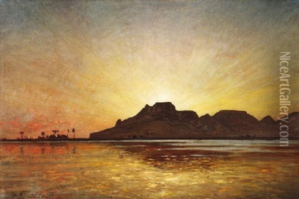 Agyptische Kustenlandschaft Im Morgenlicht Oil Painting - Ernest Karl Eugen Koerner