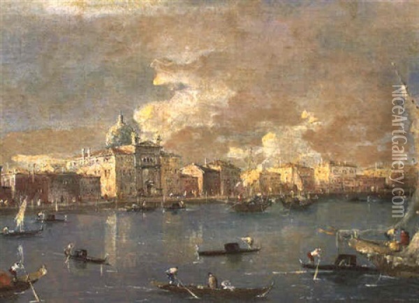 Blick Auf Die Giudecca, Venedig, Mit Der Chiesa Delle Zitelle Oil Painting - Giacomo Guardi