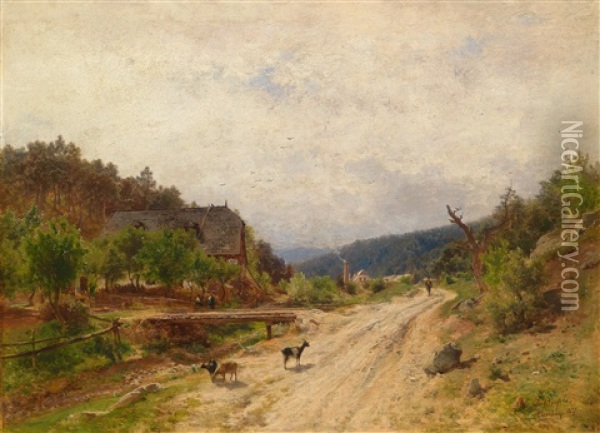 Landschaft Bei Emerberg Oil Painting - Eduard Peithner Ritter von Lichtenfels