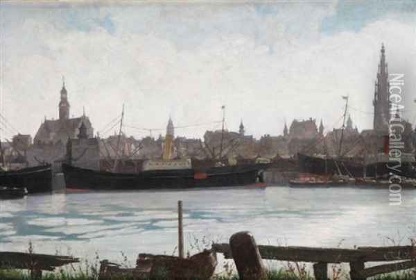 La Rade D'anvers Oil Painting - Hendrik Van Der Borcht